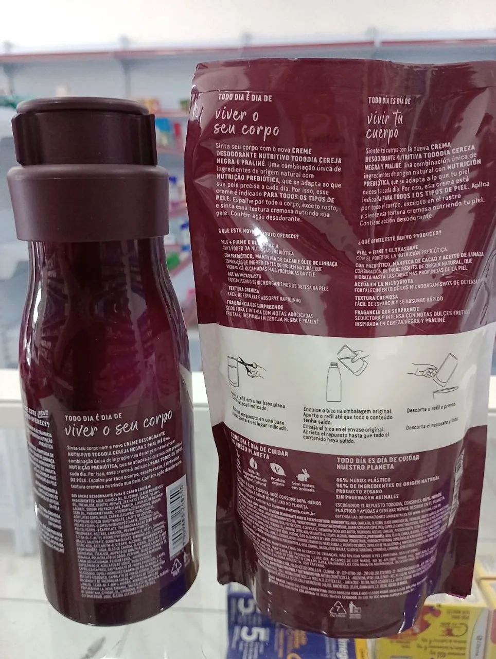 Natura Tododia creme hidratante Cereja Negra e Pralinê creme 400ml + refil 400ml - Foto 4