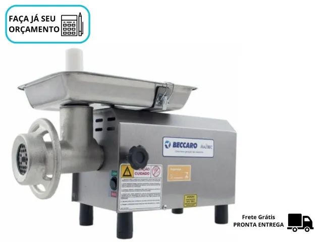 Moedor de Carne Beccaro Boca 8 Bivolt Motor: 1/2 CV Novo