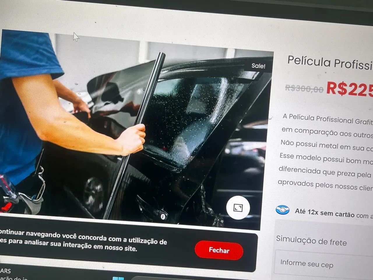 Película para Vidro de Carro - Profissional Grafit - R$225