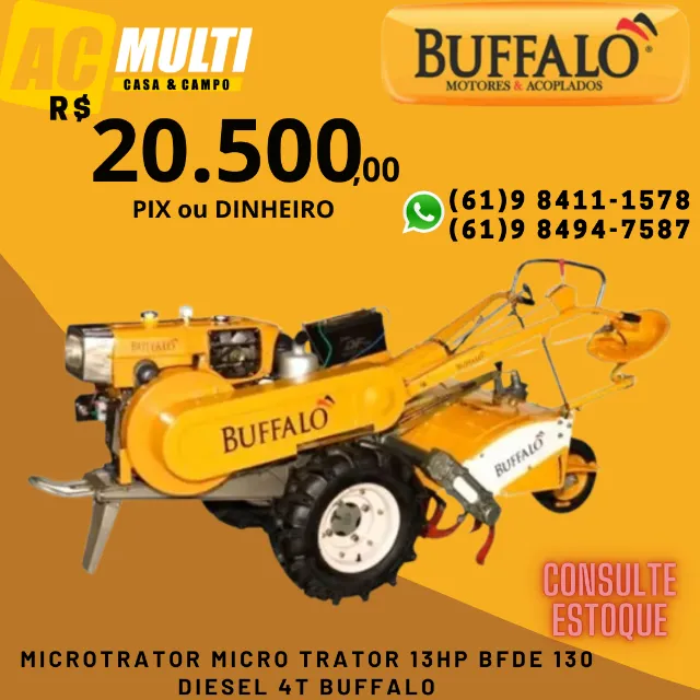 Microtrator micro trator 13hp BFDE 130 Diesel 4T Buffalo