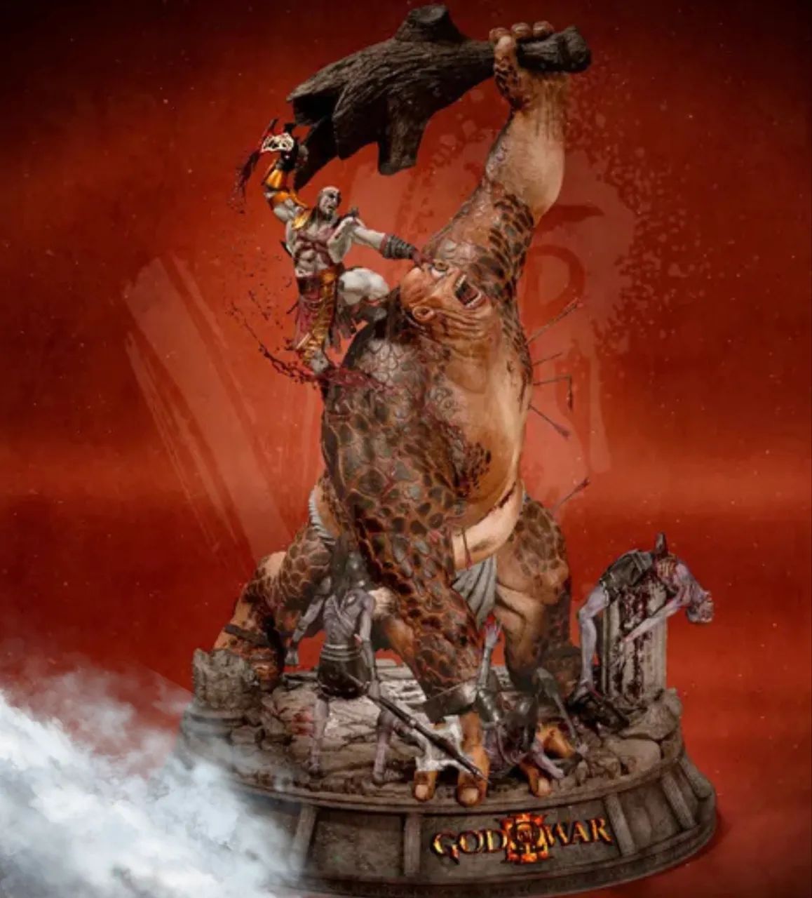 Diorama Kratos vs Ciclope colecionável com 40cm alta qualidade - Foto 2
