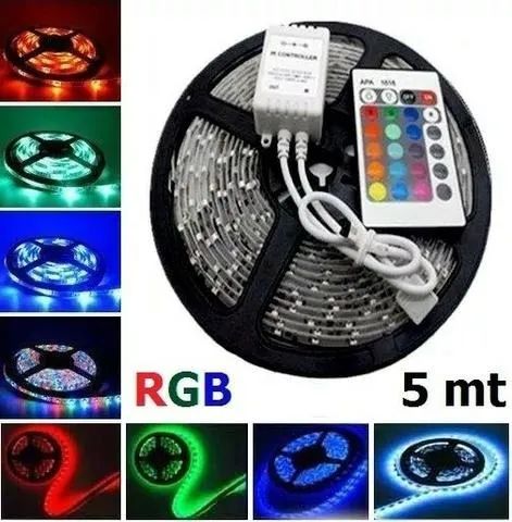 Fita Led Rgb 5050 Rolo 5metro Prova Dágua + Fonte+ Controle