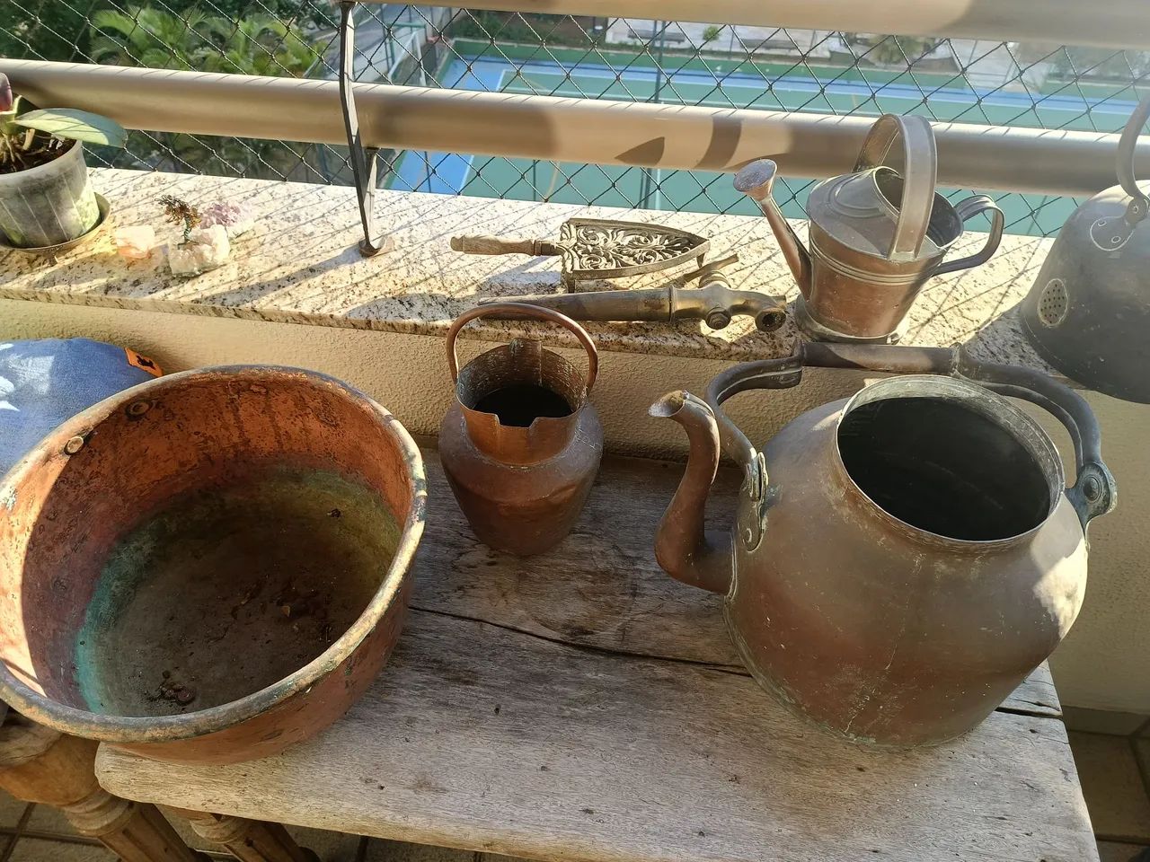 Peças de decoração antigas em cobre 