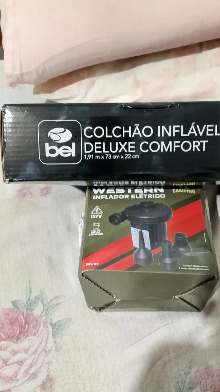 Colchão Inflável Deluxe Confort + Inflador Elétrico Western