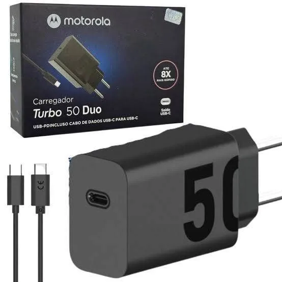 MOTOROLA CARREGADOR TURBO POWER 50W, CABO USB-C