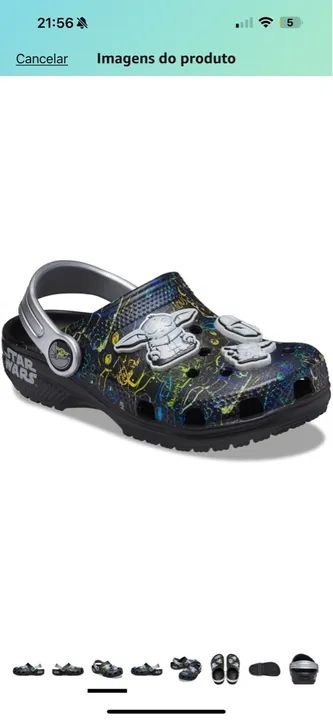 Sandália Crocks infantil Classic grogu clog k black - Foto 4