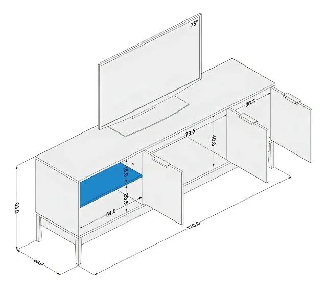 Rack Para Tv Até 75 Polegadas 3 Portas E 2 Nichos  - Foto 4