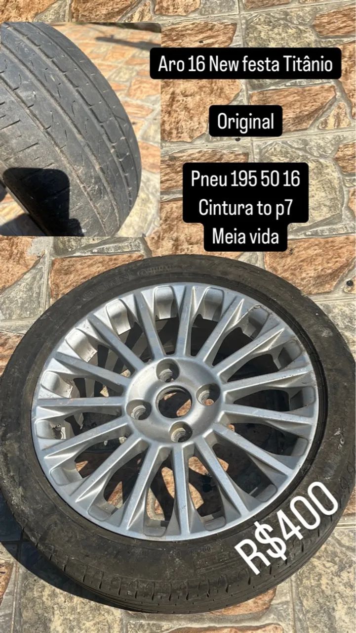 Roda aro 16 original Ford festa titanium com pneu meia vida 
