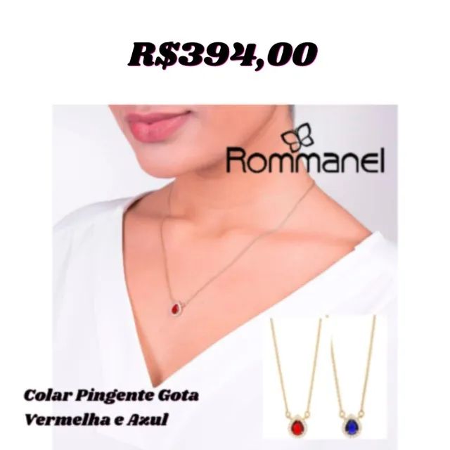 EM 6X SEM JUROS - Gargantilha 50cm com Pingente gota Verde e Azul