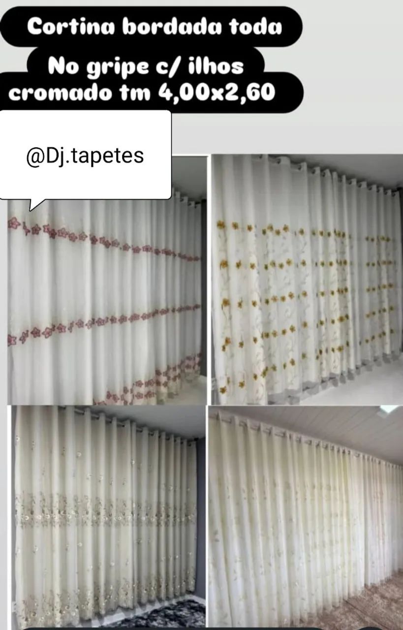 ? Cortina Bordada no Grife com Ilhós Cromado ?