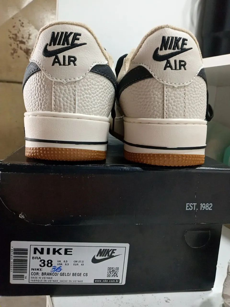 Tênis Nike AIR FORCE 36 Branco/Gelo/ Bege CS - Foto 5