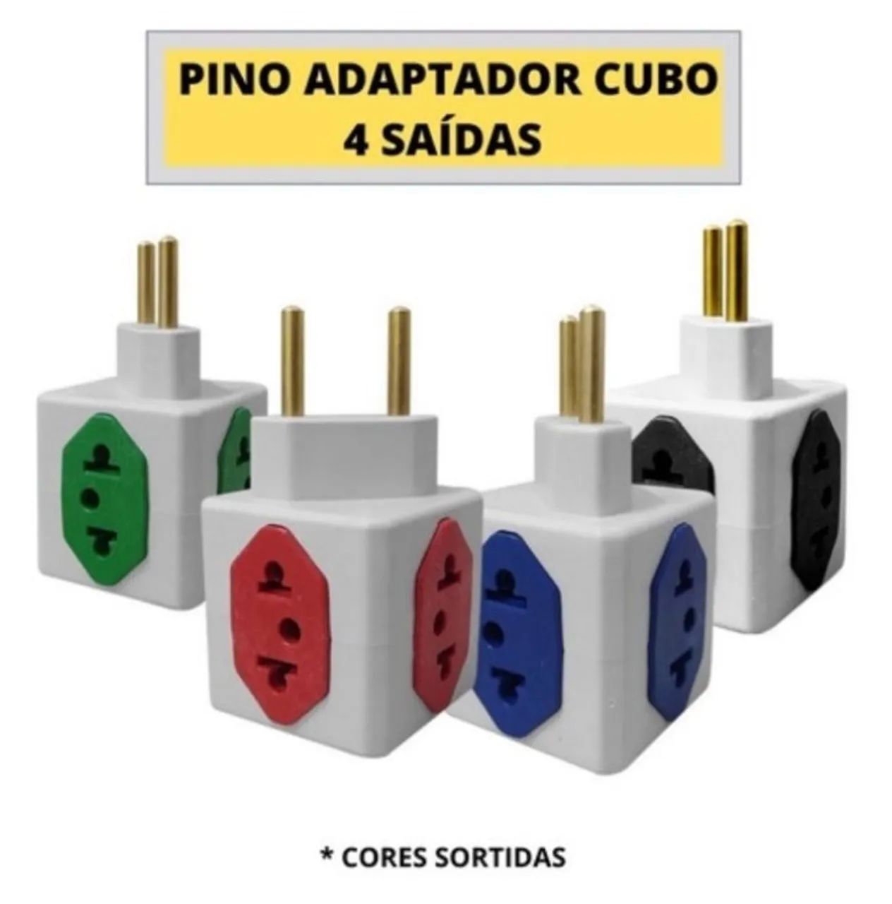 Adaptador de Tomada Pino Cubo 4 Saídas