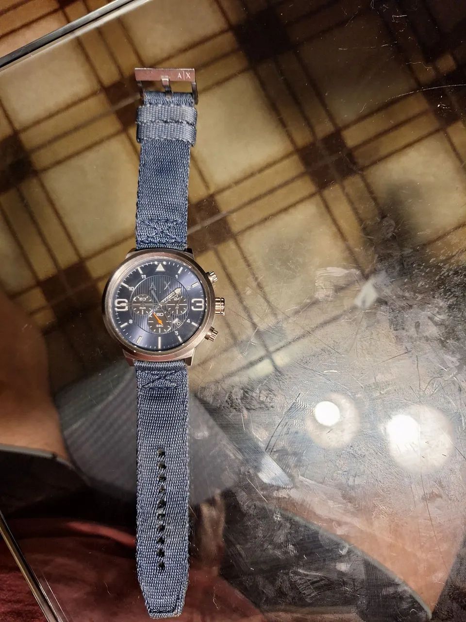  Relógio Armani Exchange Chronograph AX1373, pulseira nylon azul - Foto 2