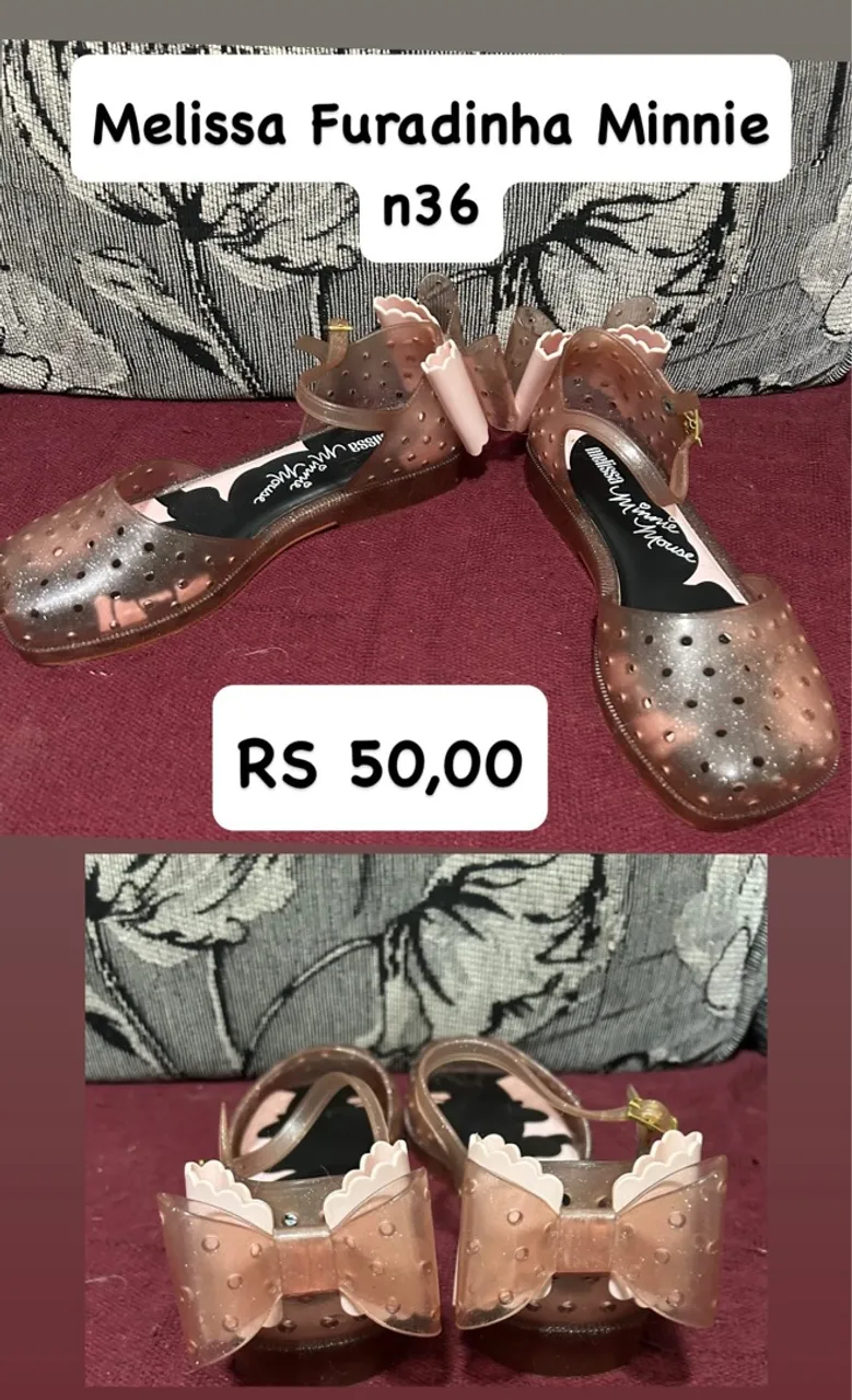 Melissa Furadinha Minnie n36 rosa vidro