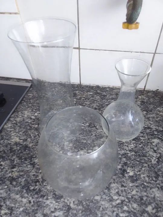 3 Vasos Decorativos de Vidro