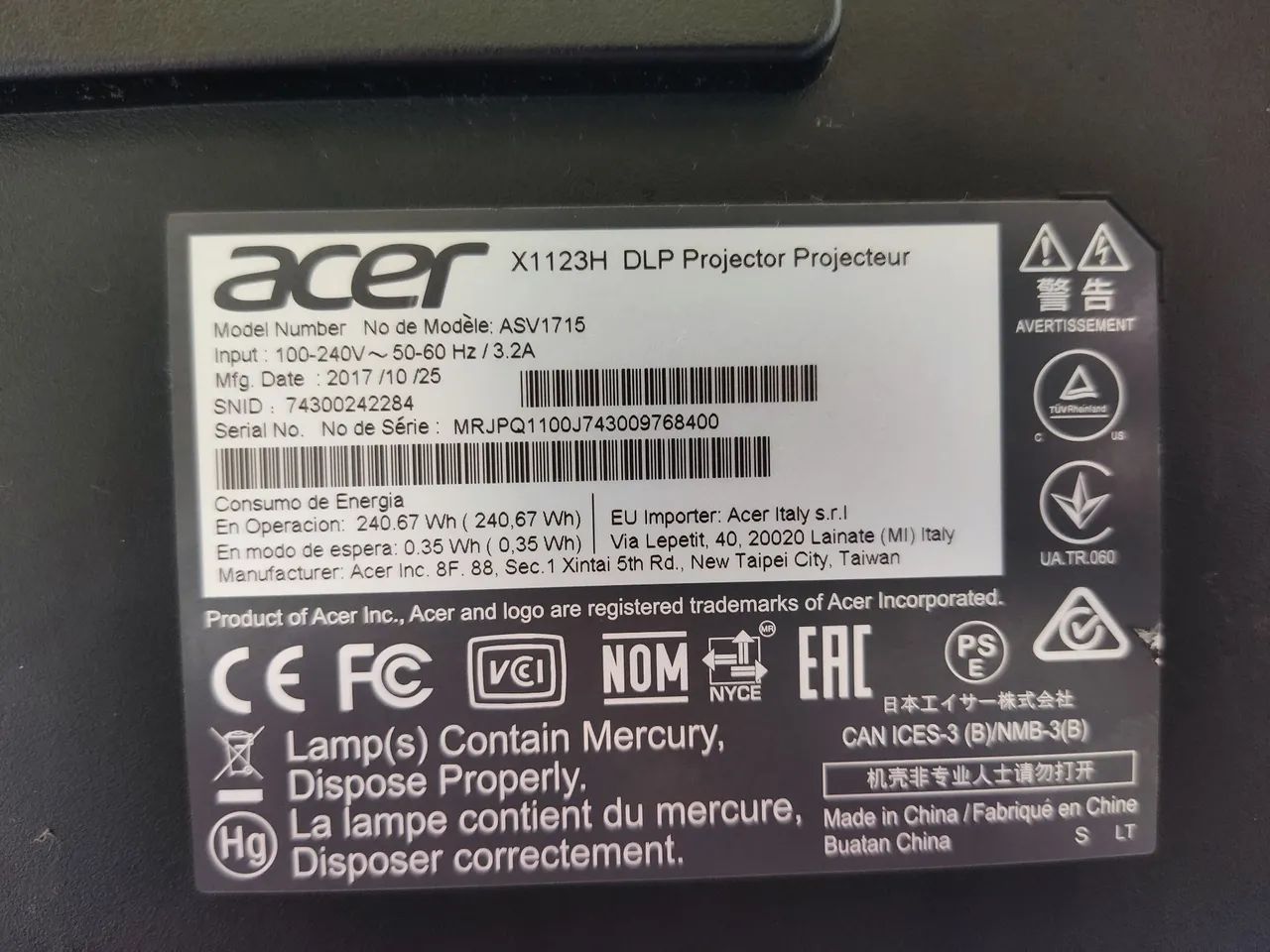 VENDO PROJETOR ACER X1123H - Foto 6