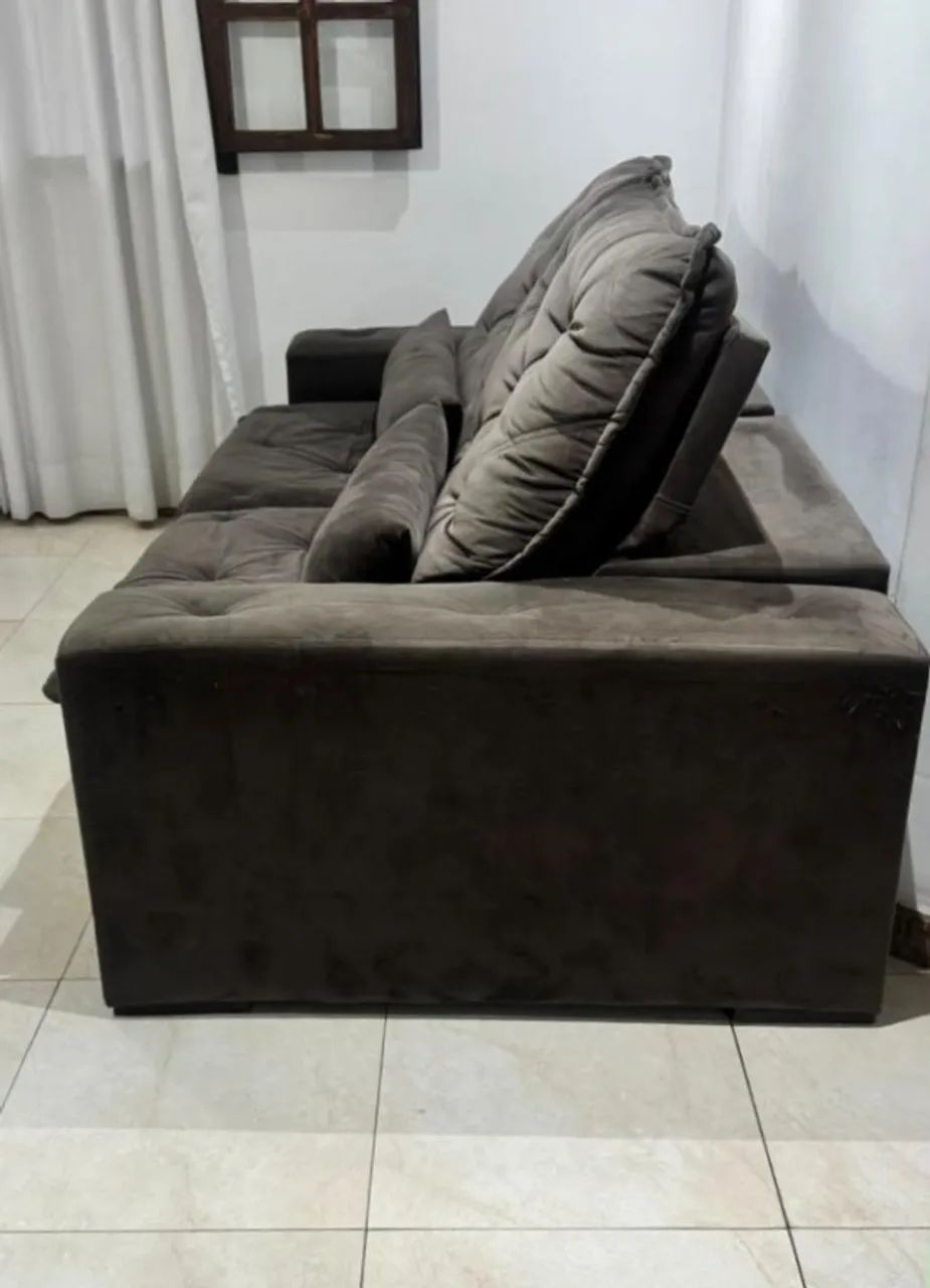 Sofa Retratil e Reclinavel de Veludo 2,40m - Foto 3