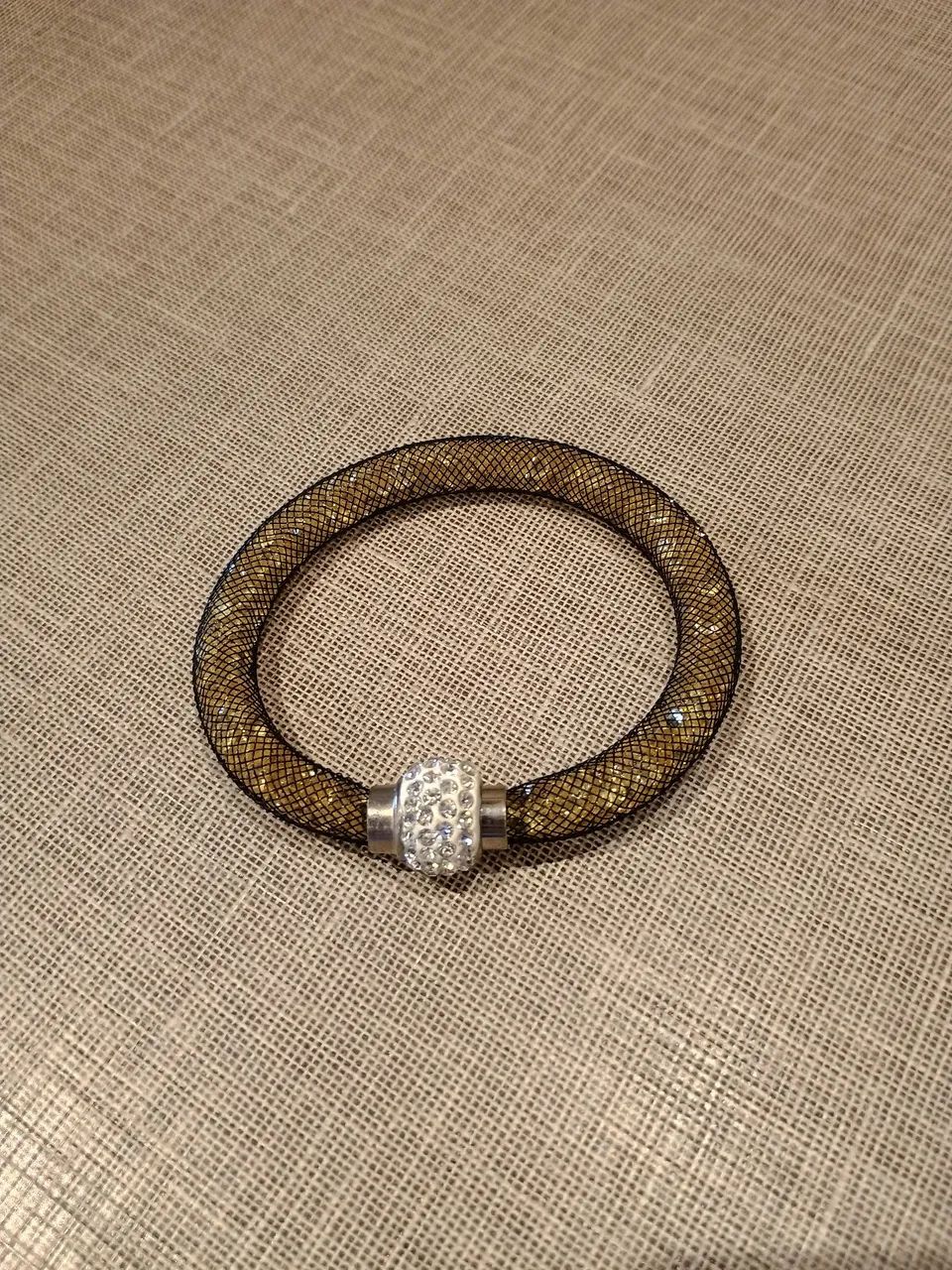 Pulseira com cristais dourados e strass | estilo Swarovski - Foto 2
