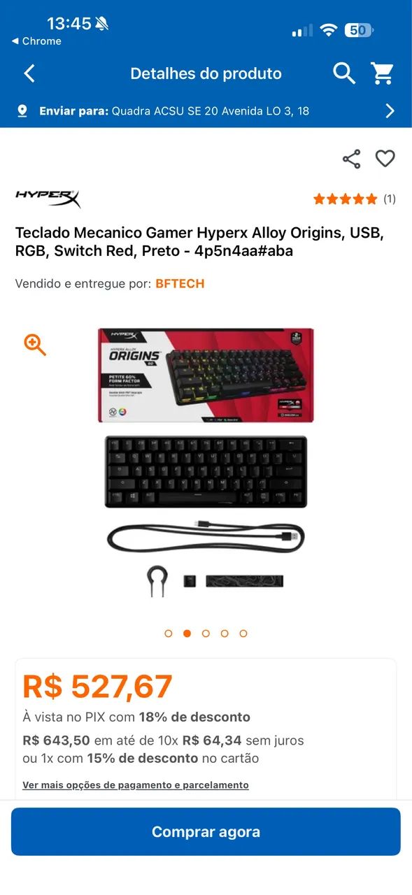 Teclado mecânico hyperx 60%