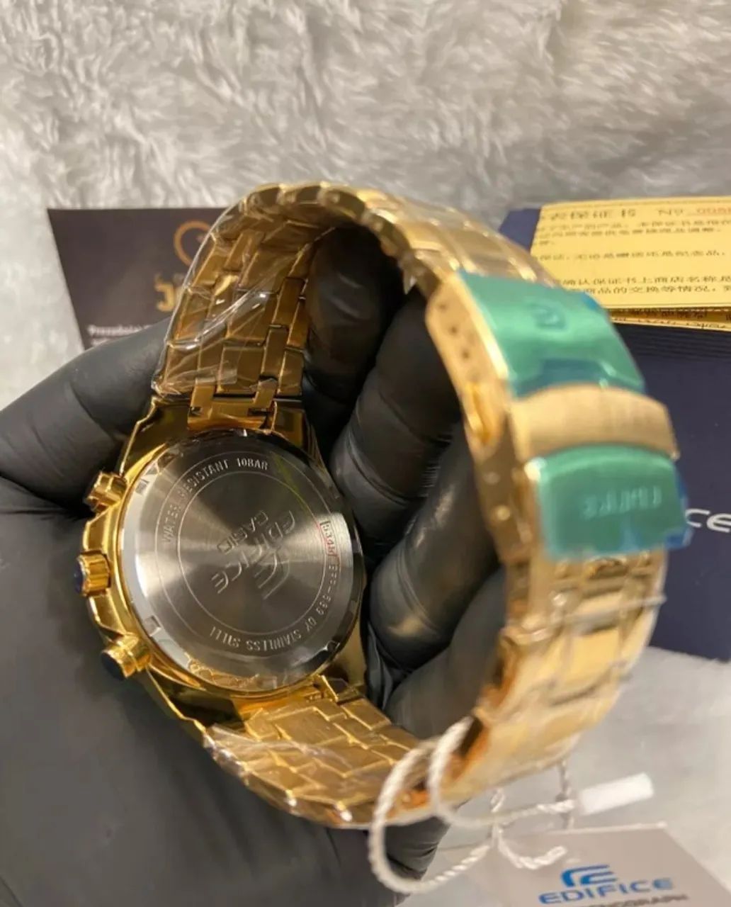 Relógio CASIO EDIFICE FUNCIONAL DOURADO FUNDO PRETO - Foto 4