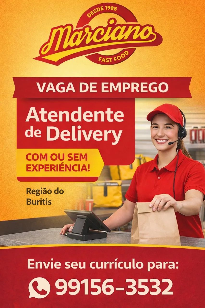 Temos vagas para atendente de Delivery 