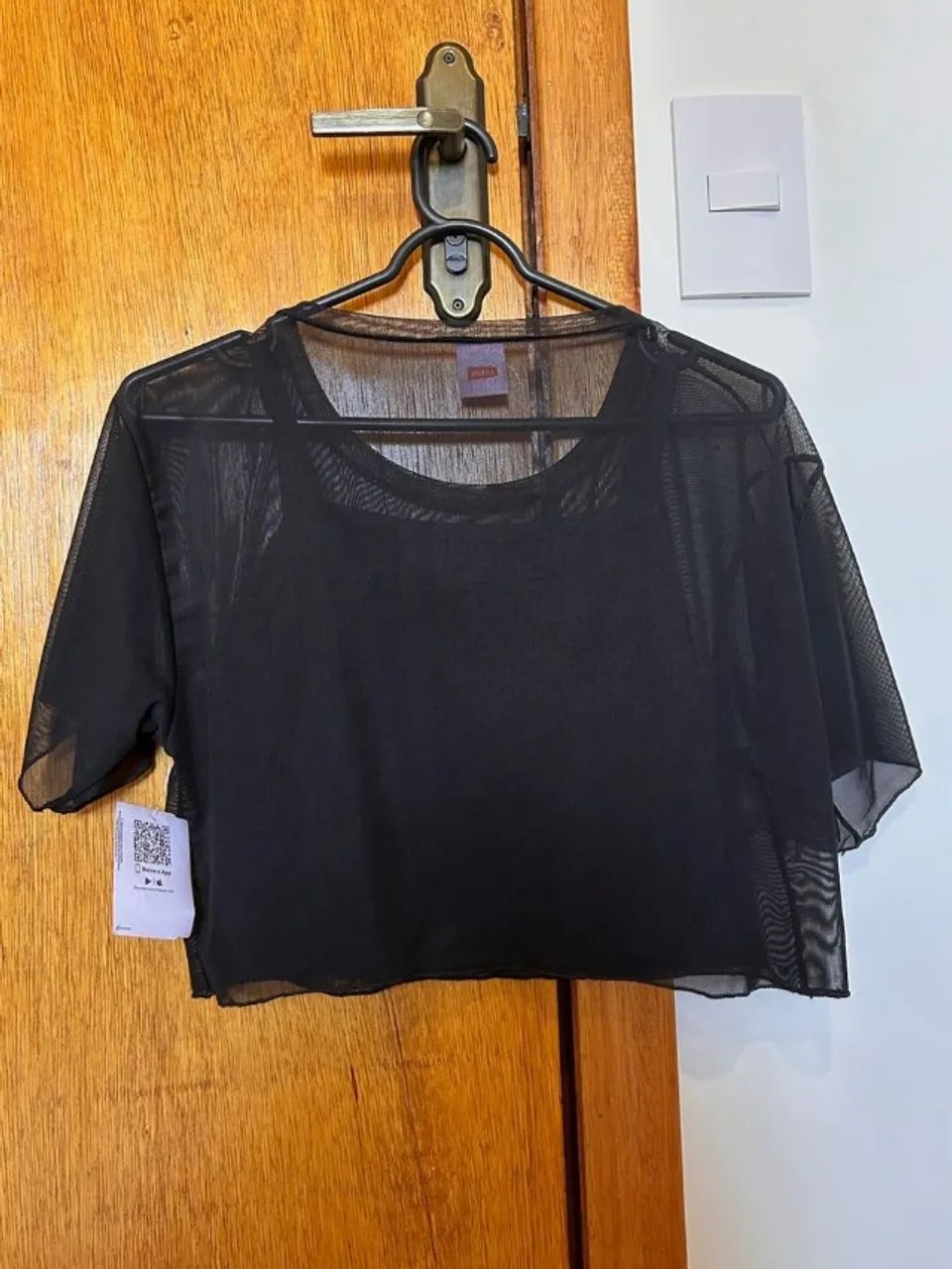 Blusa Cropped Tule com Strass - Foto 2
