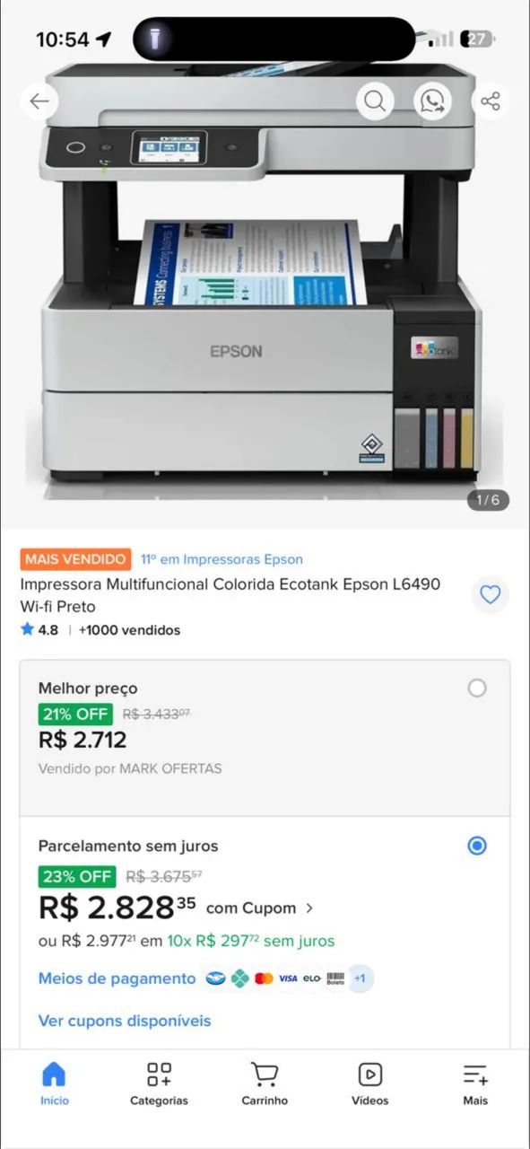 Multifuncional Epson l6490 