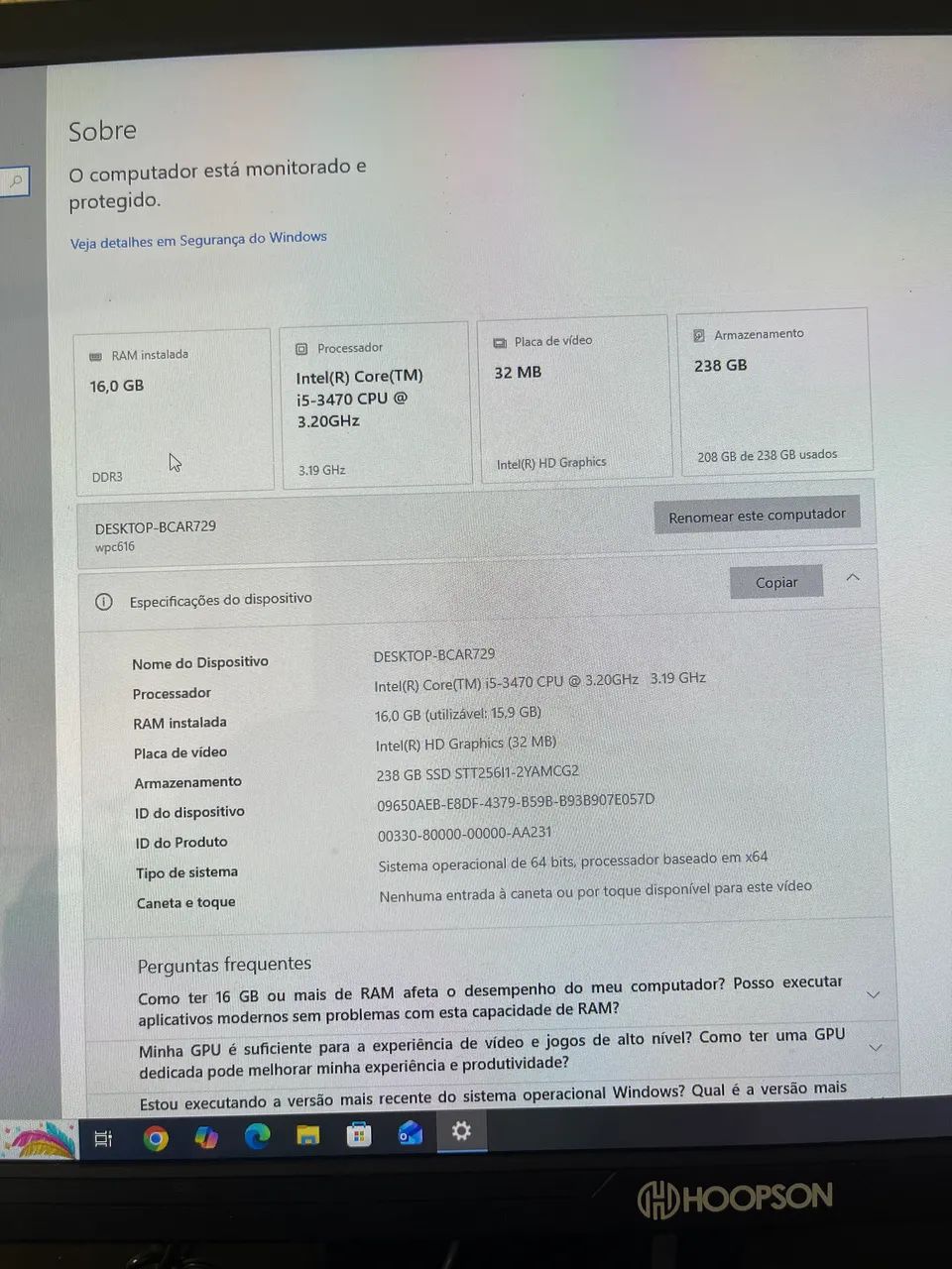 VENDO PC COMPLETO COM MONITOR, MESA, TECLADO MOUSE E FONE!  - Foto 2