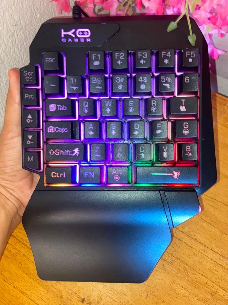 teclado de uma mão rgb