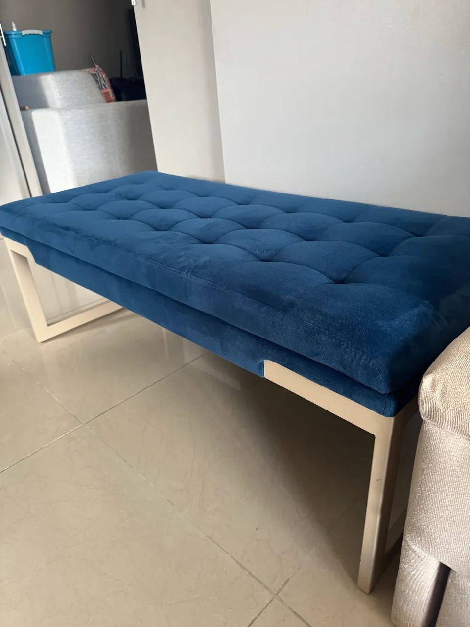 Banco Estofado / Recamier Azul - Elegante e Moderno - Foto 2