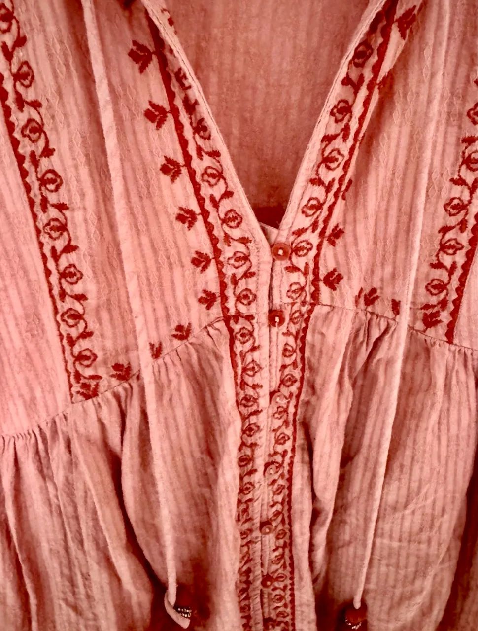 blusa zara boho rosa bordada tamanho M - Foto 2
