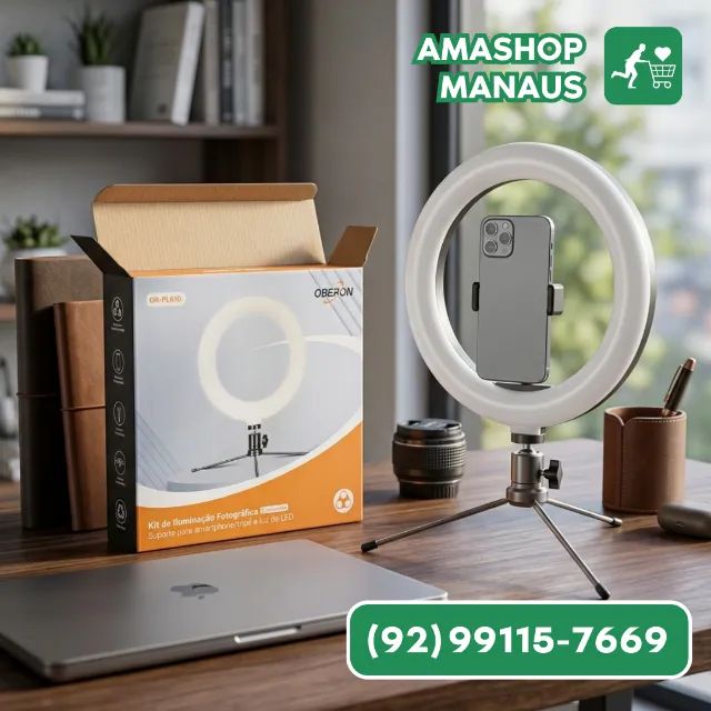 Ring Light LED 6 Polegadas com Mini Tripé de Mesa Ajustável para Selfie
