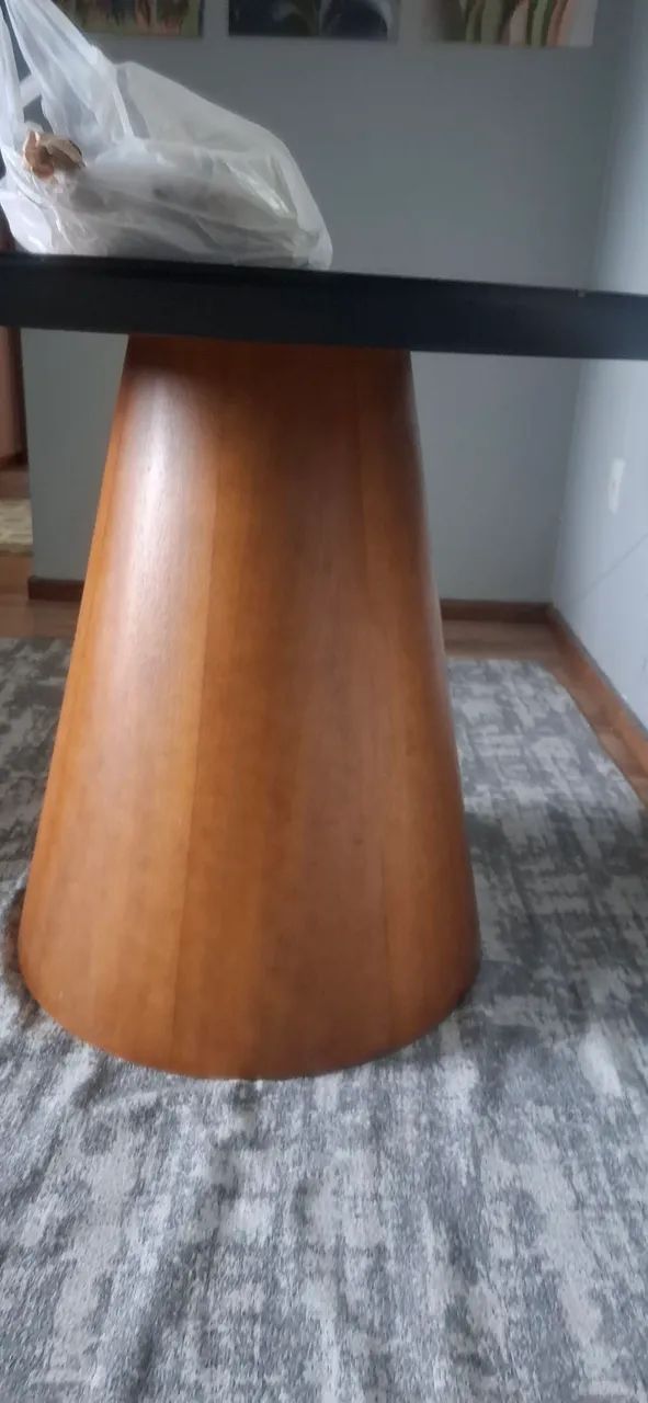 MESA PRETA TAMPO DE VIDRO 1,20M. - Foto 2