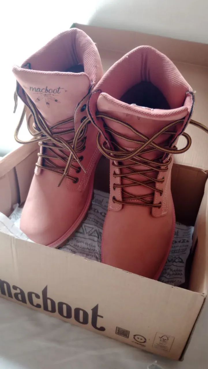 Bota Couro Macboot Papoula Rosa tam. 39