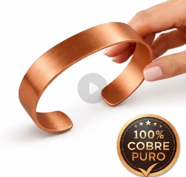 Pulseira de cobre natural artesanal ajustável 