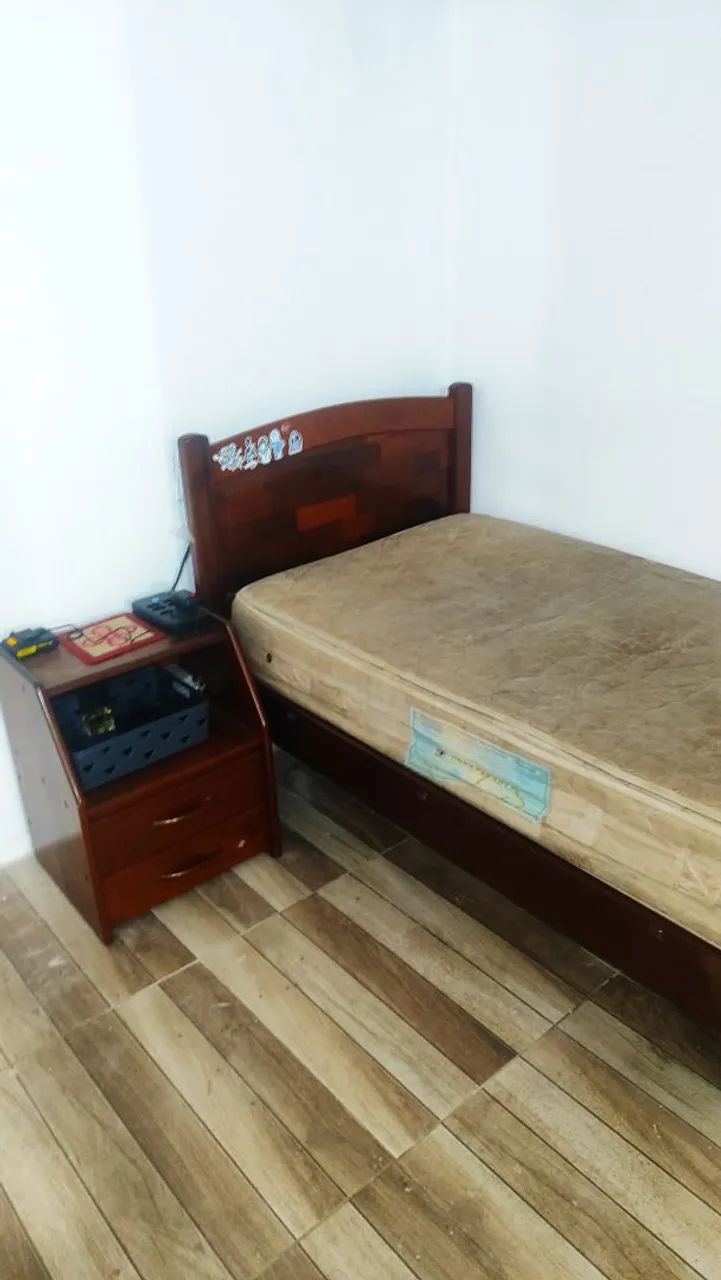 CONJUNTO SOLTEIRO MADEIRA DE LEI E COLCHÃO DE MOLA