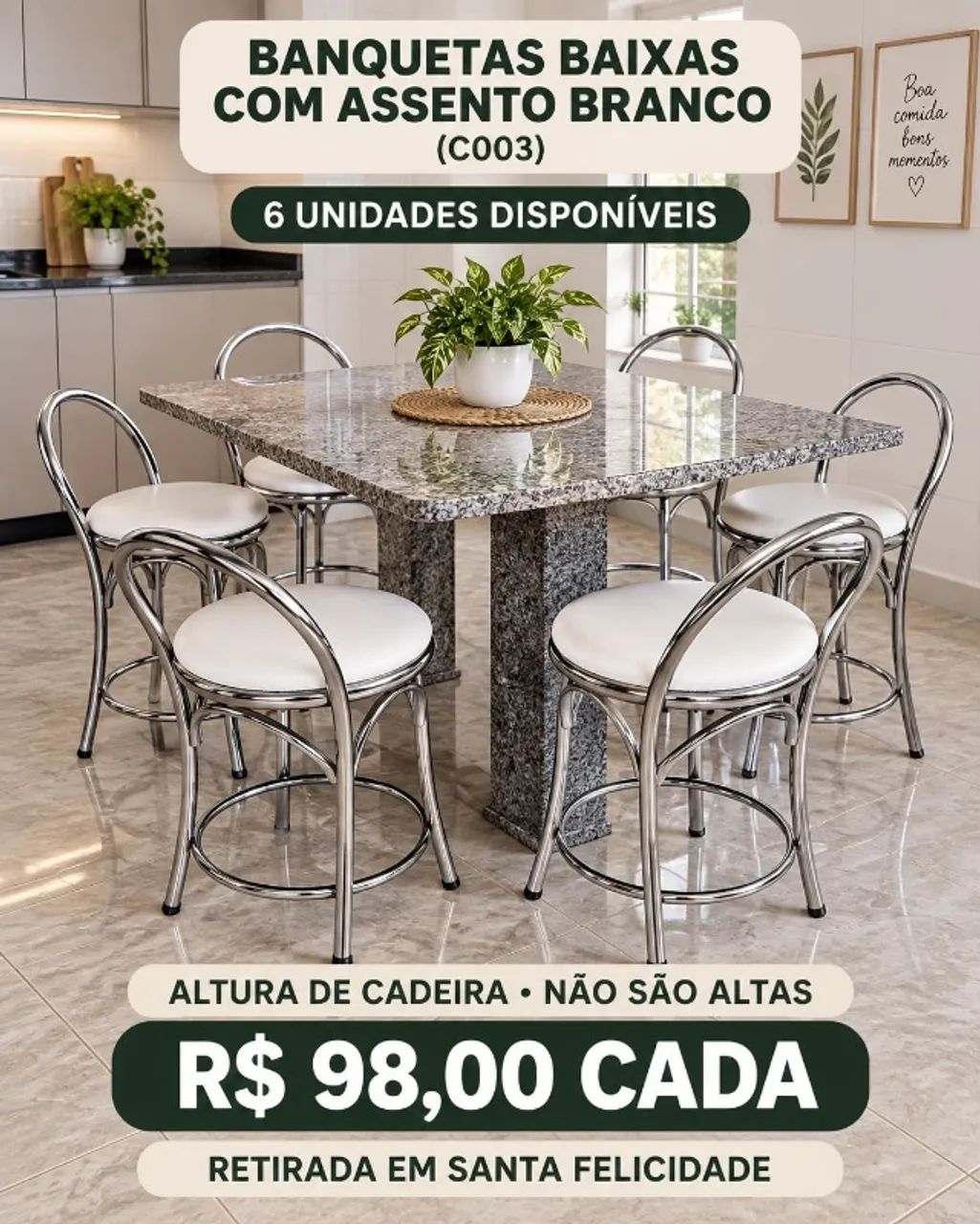 BANQUETAS BAIXAS COM ASSENTO BRANCO - Foto 4