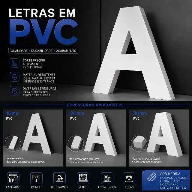 Destaque sua marca com letras em PVC 