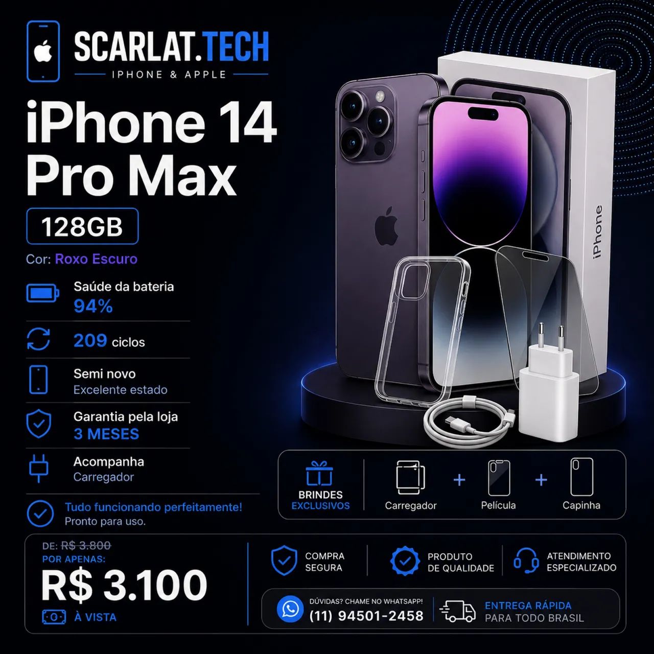 iPhone 14 Pro Max 128GB - Novo - 