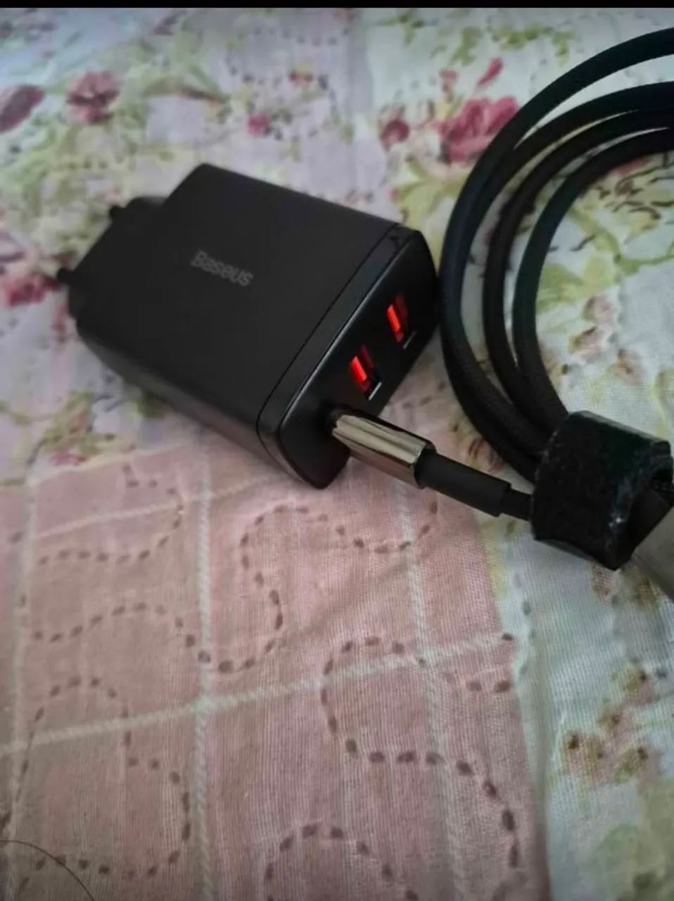 Carregador e cabo  Baseus 30W USB-C e A, com cabo trançado, nota fiscal. - Foto 3