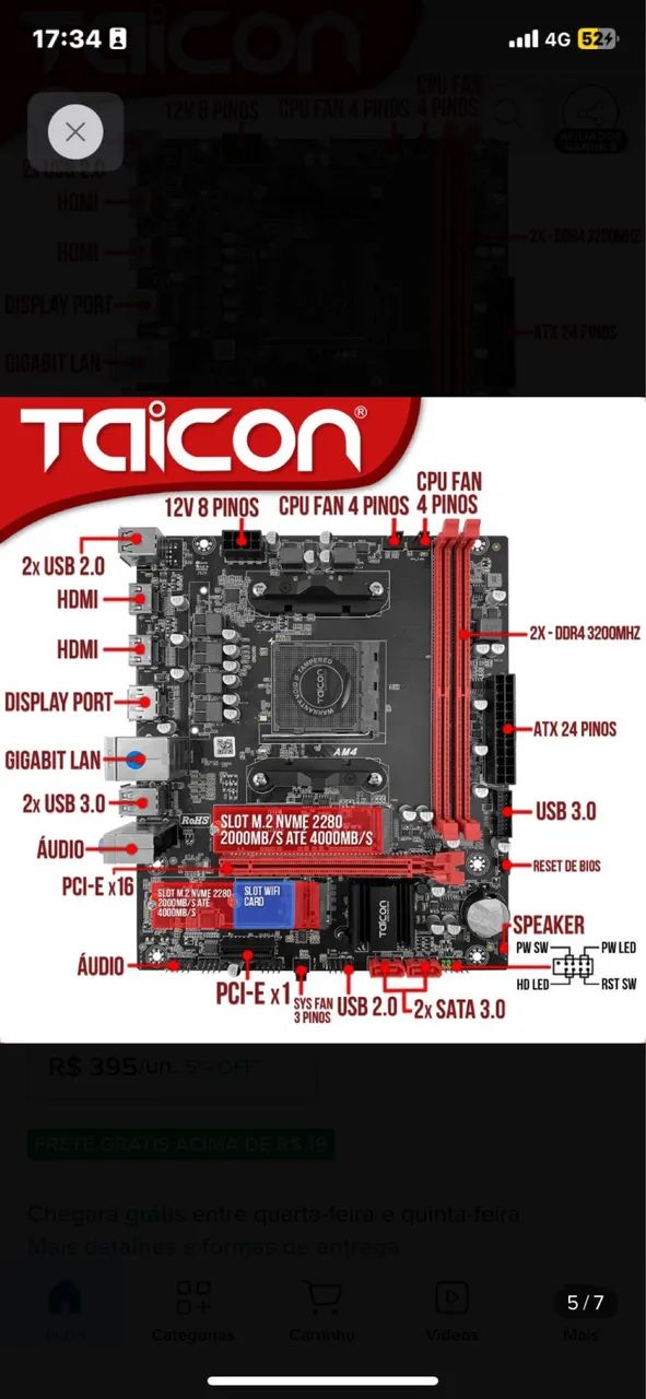 Placa Mãe Taicon A520 Amd Am4 Ddr4 - Foto 3