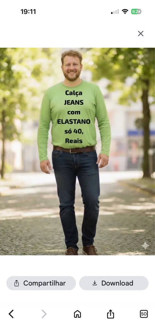 CALÇA JEANS COM ELASTANO por apenas 40,00 reais cada unidade.