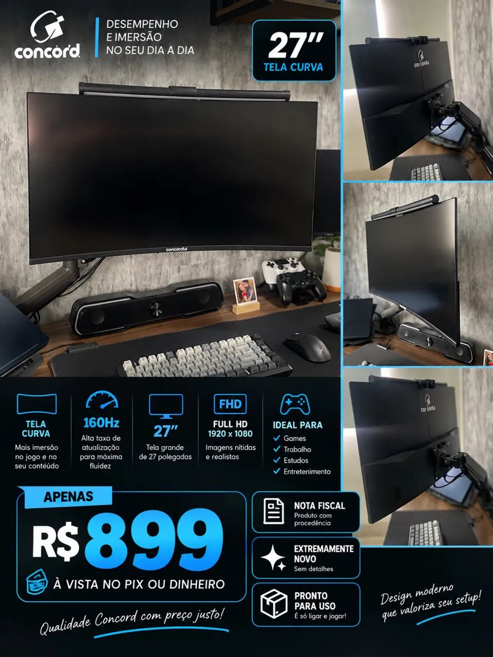 Monitor gamer 27 curvo 