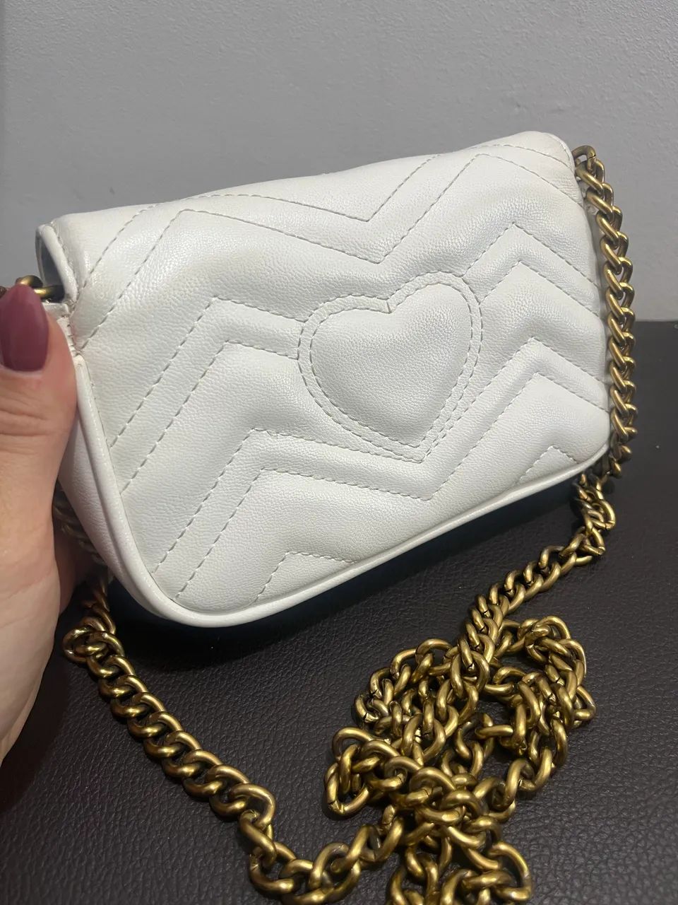 Bolsa GG mini branca com corrente  - Foto 3