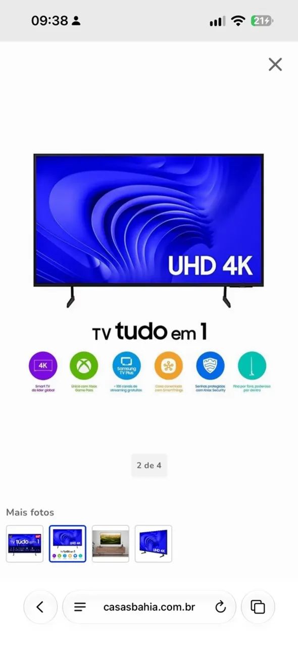 VENDO TV SAMSUNG 50 polegadas UHD 4K Tudo em 1  - Foto 2