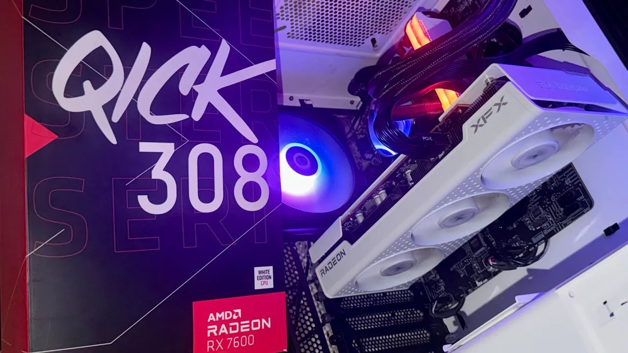 PLACA DE VÍDEO RX 7600 XFX QICK 380 SPEEDSTER  - WITHE EDITION - zero- na caixa