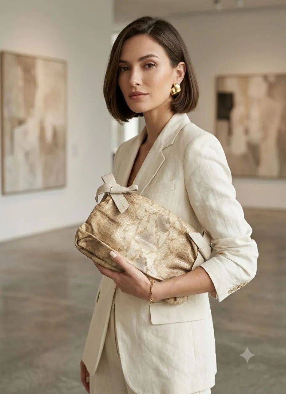 Bolsa clutch em couro (Piton)