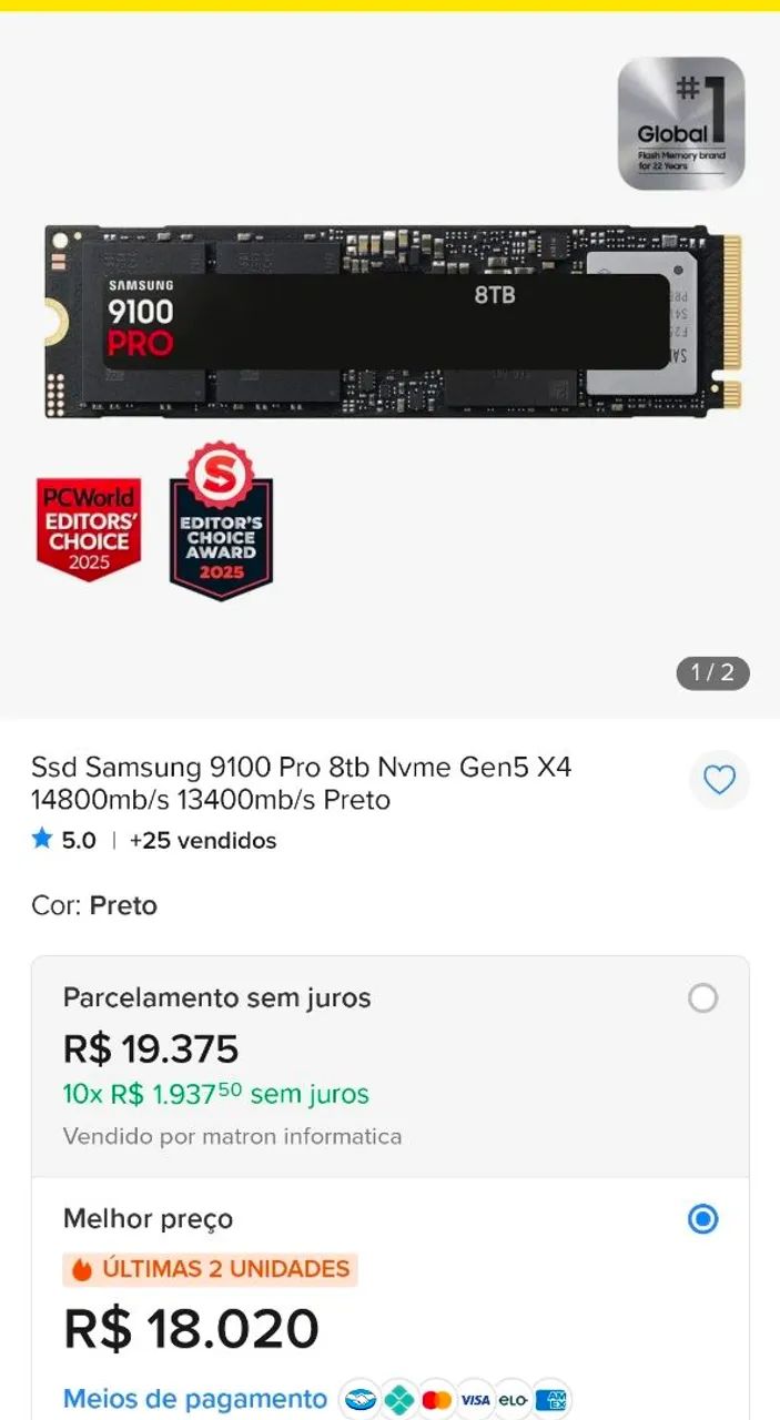 SSD 8TB Samsung 9100 Pro Nvme Gen5 PS5 e PC original novo. - Foto 3