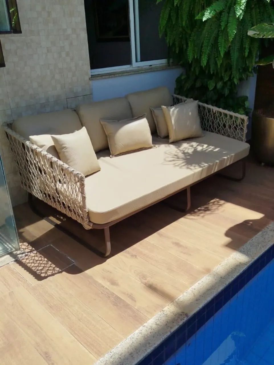 CHAISE DE CORDA NÁUTICA PARA VARANDA, PISCINA OU JARDIM