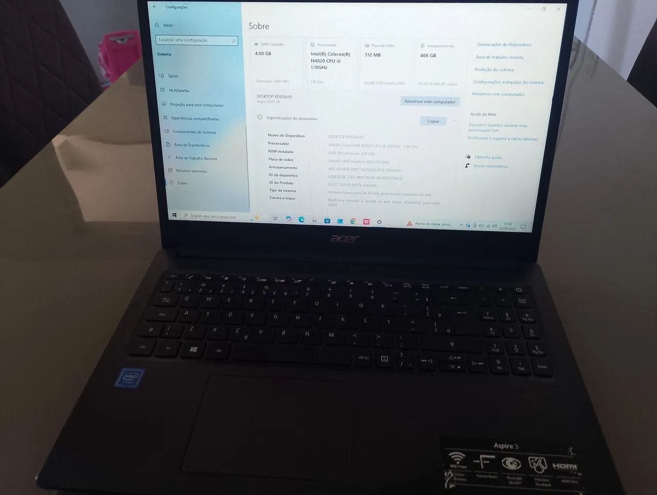 Notebook Acer aspire 3 funcionando tudo. - Foto 3